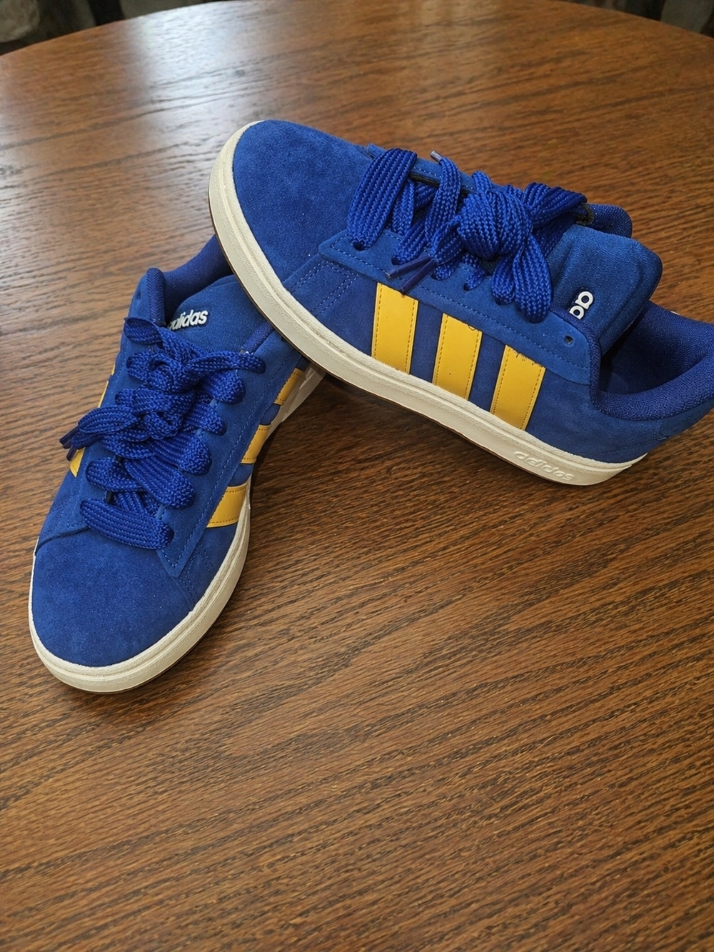 Adidas Royal Blue Athletic Sneakers with Yellow Accents